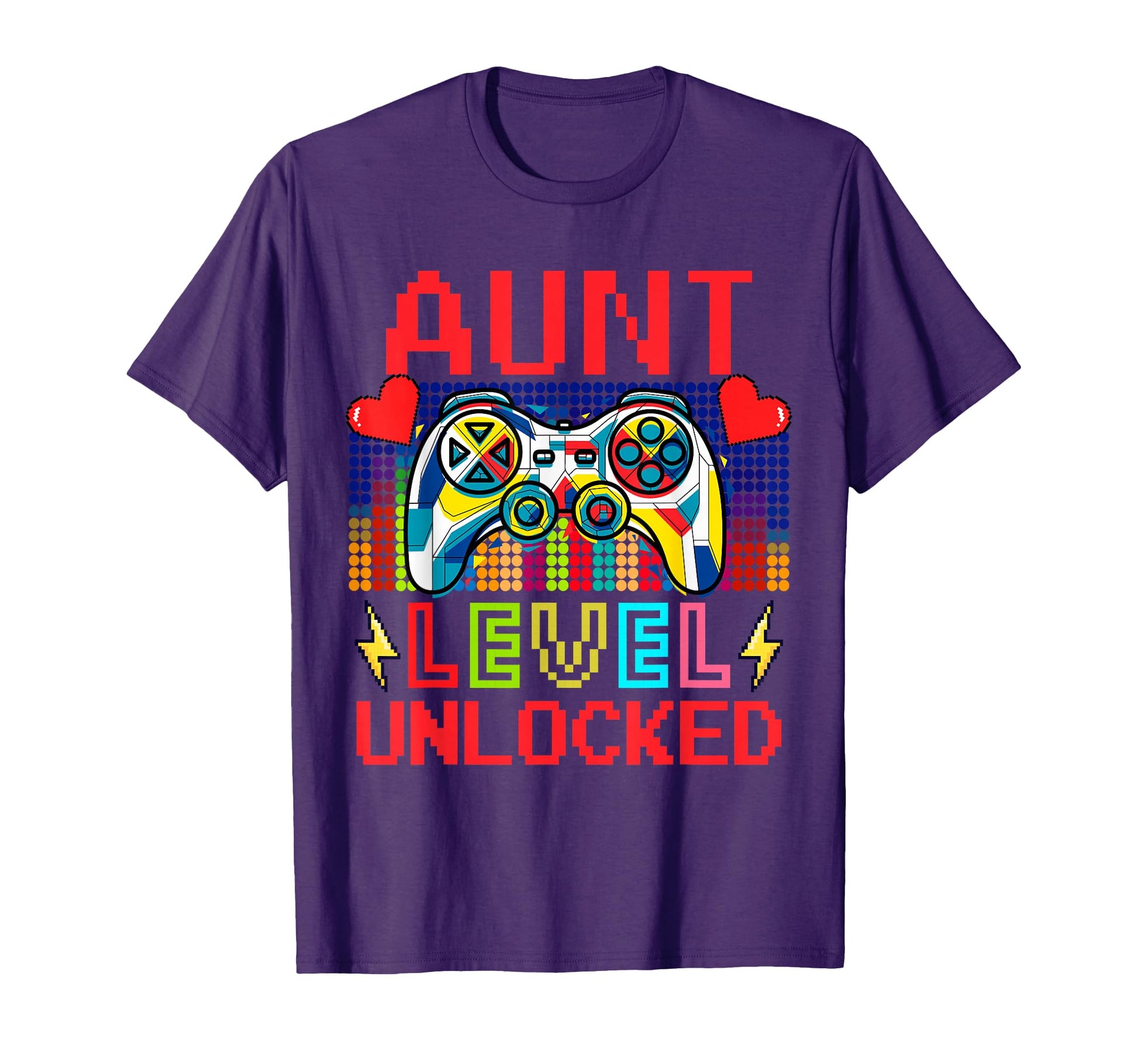 Aunt Level Unlocked Colourful Game T-Shirt - Custom Art Print Men Women - T-Shirt, Sweatshirt, Hoodie