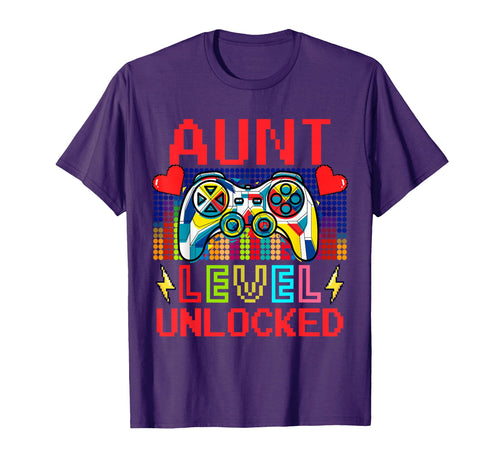 Aunt Level Unlocked Colourful Game T-Shirt - Custom Art Print Men Women - T-Shirt, Sweatshirt, Hoodie