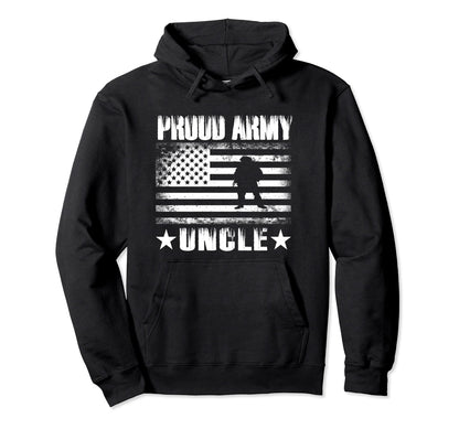 Proud Army Uncle Usa Flag Hoodie - Casual Everyday Wear for Adults - T-Shirt, Sweatshirt, Hoodie
