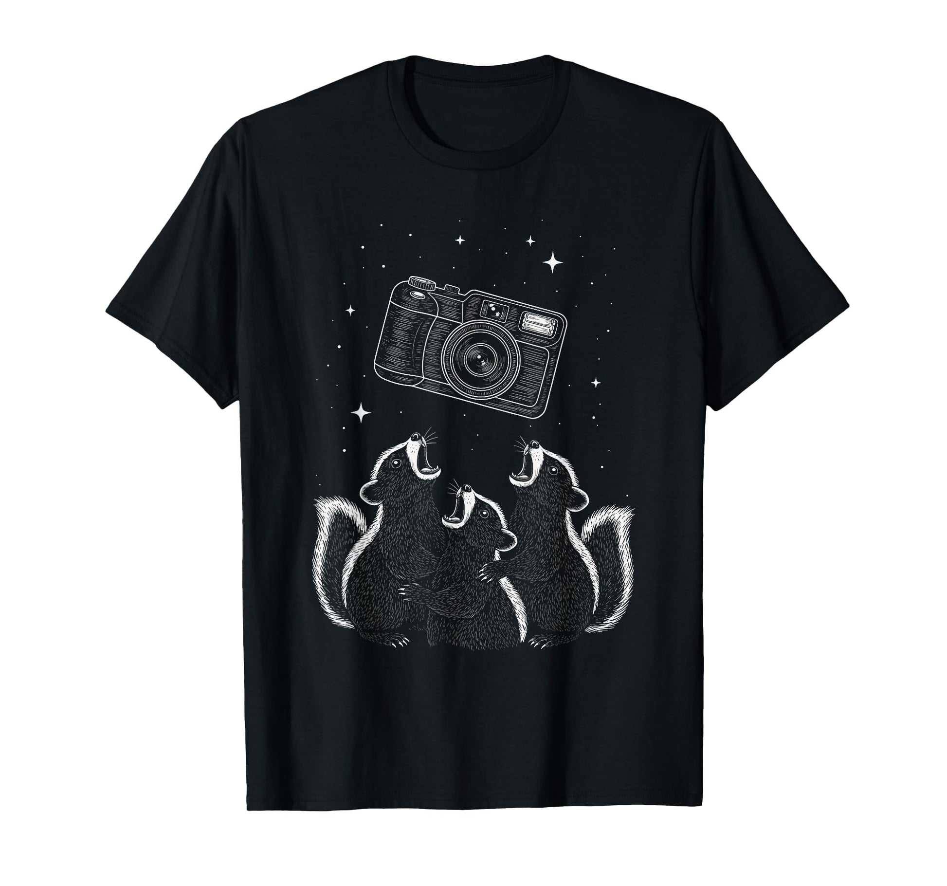 Funny Skunk Photographers Howling T-Shirt - Casual Everyday Wear Men Women - T-Shirt, Sweatshirt, Hoodie