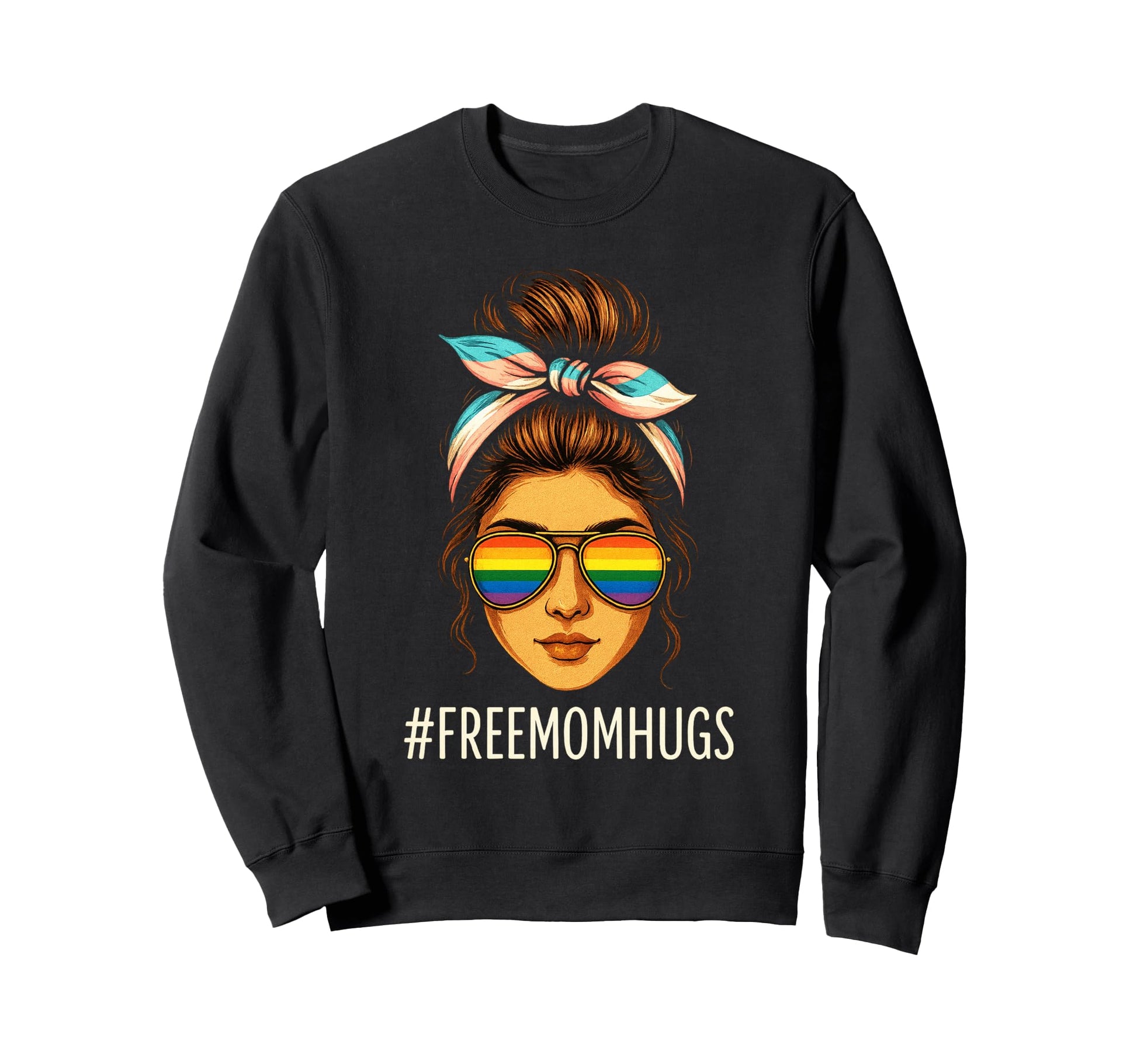 Freemomhugs Pride Ally Rainbow Shades Sweatshirt - Unique Graphic Unisex - T-Shirt, Sweatshirt, Hoodie