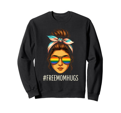 Freemomhugs Pride Ally Rainbow Shades Sweatshirt - Unique Graphic Unisex - T-Shirt, Sweatshirt, Hoodie