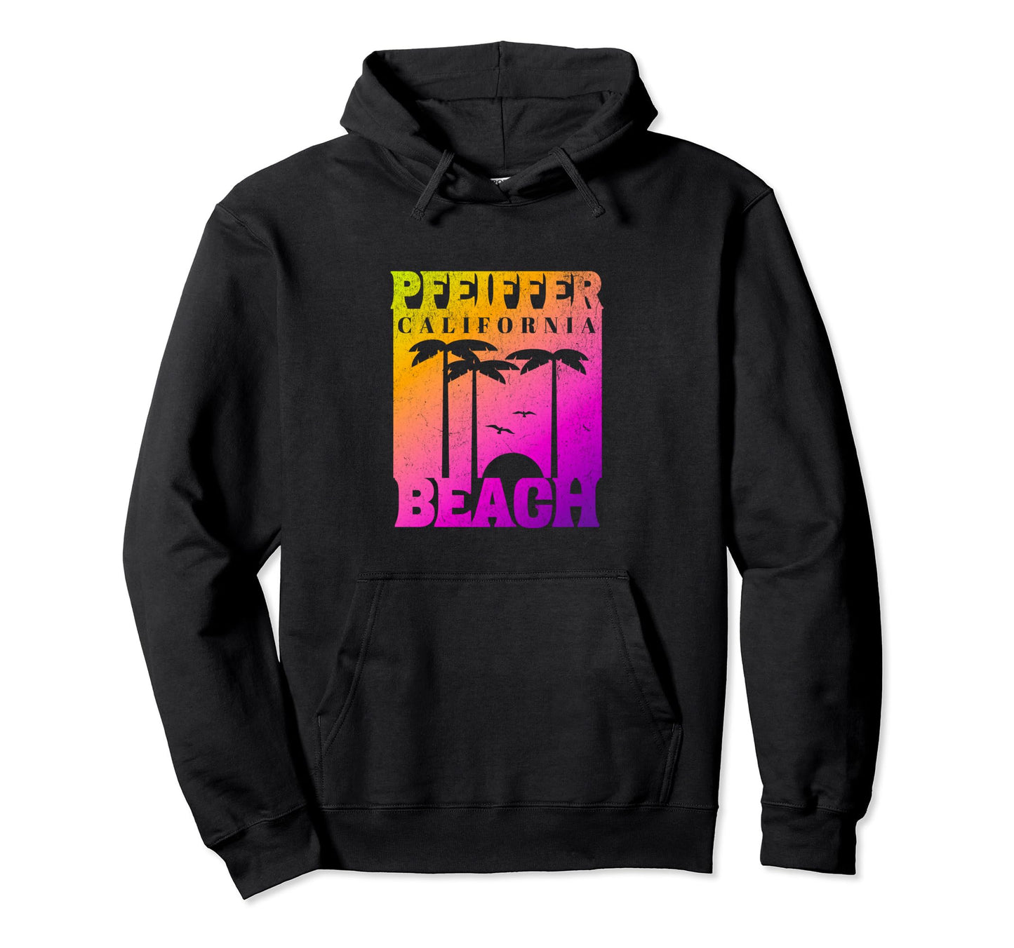 Pfeiffer Beach 80S Colorful Rainbow Hoodie - Unique Graphic Unisex - T-Shirt, Sweatshirt, Hoodie