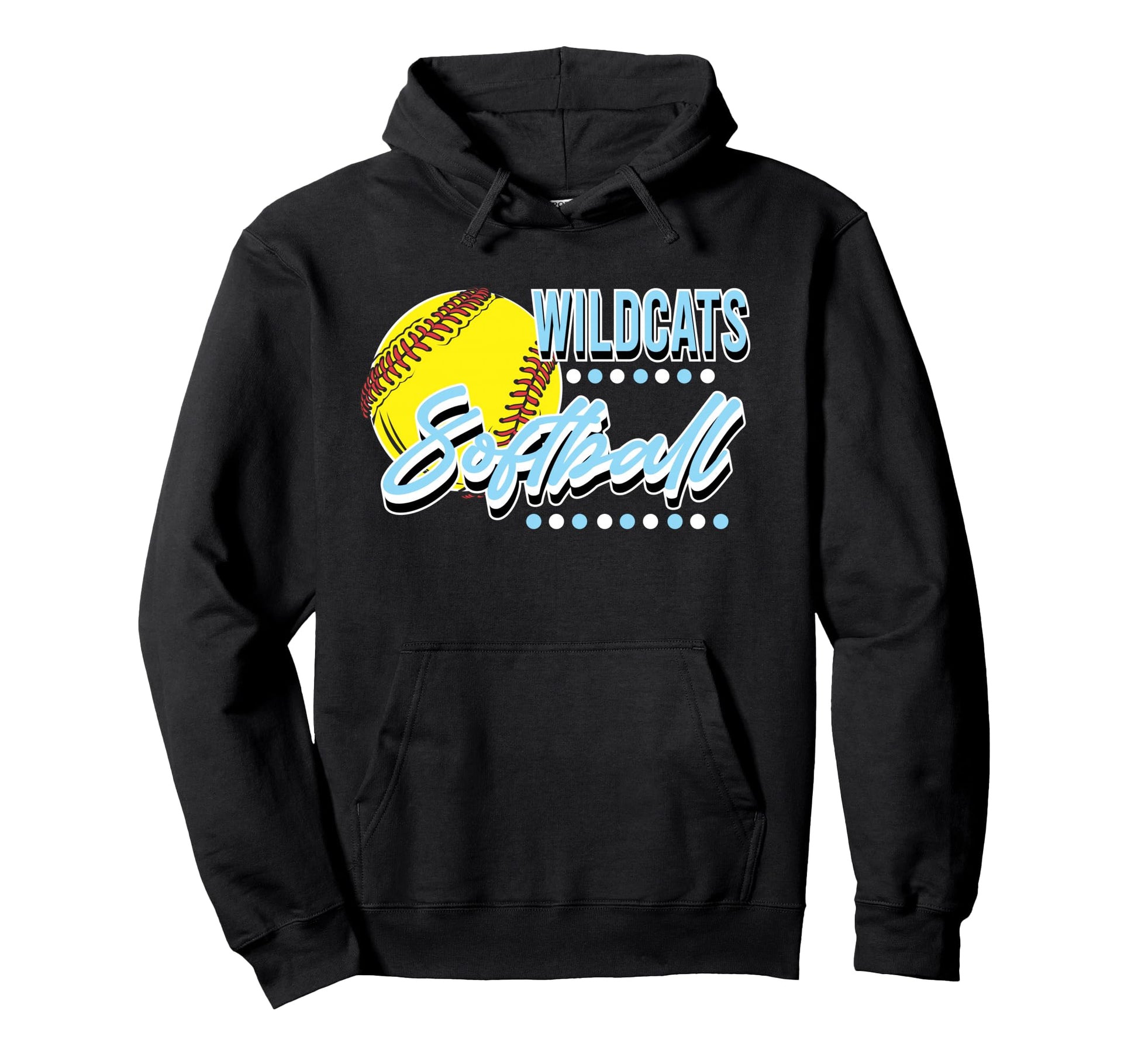 Light Blue Wildcats Softball Team Mom Game Hoodie - Trendy Graphic Unisex - T-Shirt, Sweatshirt, Hoodie