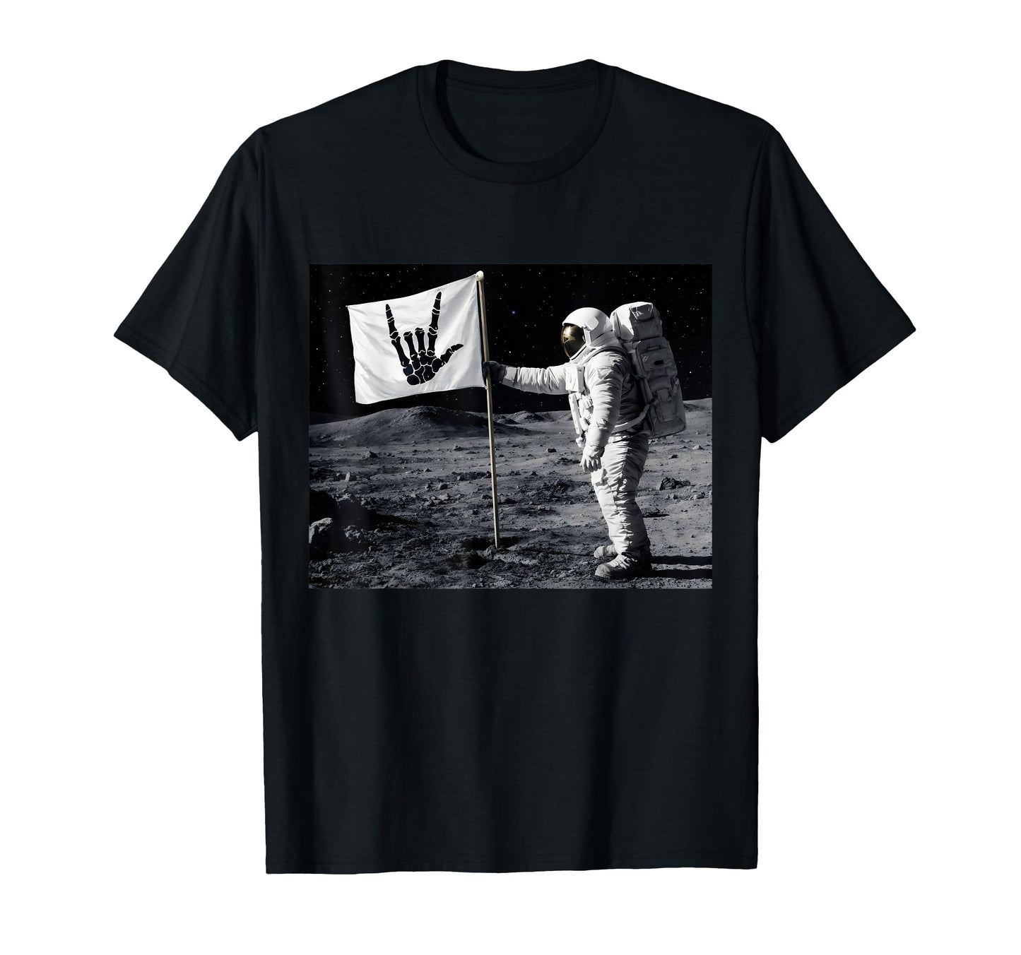 Astronaut Rock Skeleton Moon Landing Funny T-Shirt - Unique Graphic Unisex - T-Shirt, Sweatshirt, Hoodie