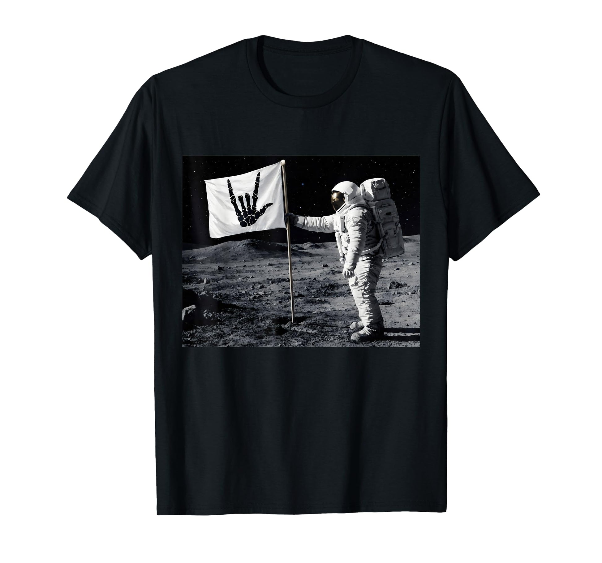 Astronaut Rock Skeleton Moon Landing Funny T-Shirt - Unique Graphic Unisex - T-Shirt, Sweatshirt, Hoodie