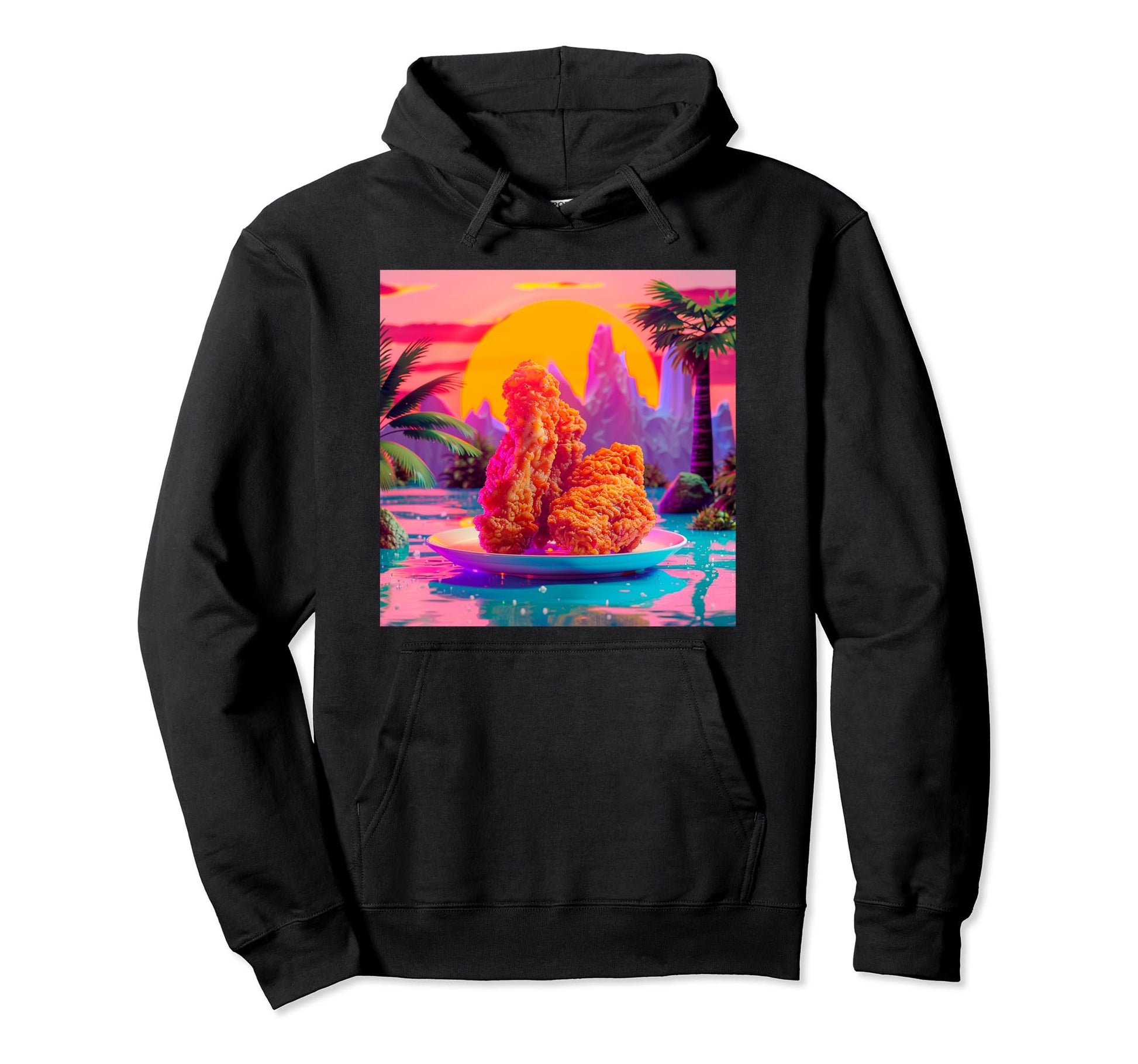 Vaporwave Fried Chicken Tenders 80S 90S Hoodie - Unique Graphic Men Women - T-Shirt, Sweatshirt, Hoodie