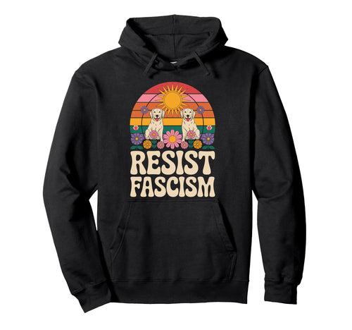 Dog Mom Resist Fascism Groovy Rainbow Hoodie - Fun Novelty Design Unisex - T-Shirt, Sweatshirt, Hoodie