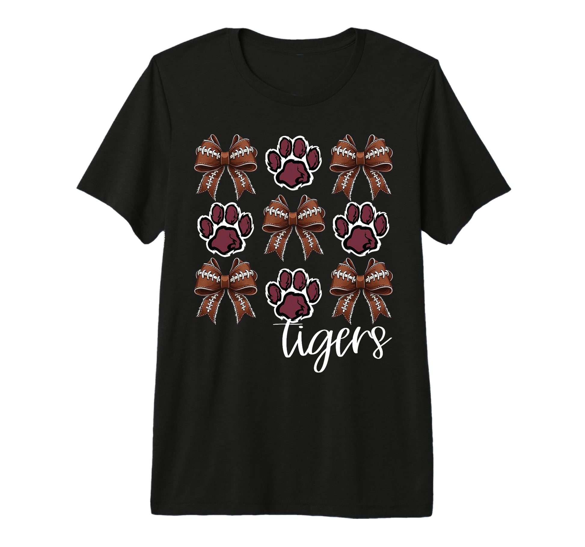 Tigers Football Mom Coquette Bows T-Shirt - Fun Novelty Design for Adults - T-Shirt, Sweatshirt, Hoodie