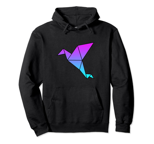 Crane Origami Vaporwave Aesthetic Hoodie - Minimalist Print for Adults - T-Shirt, Sweatshirt, Hoodie