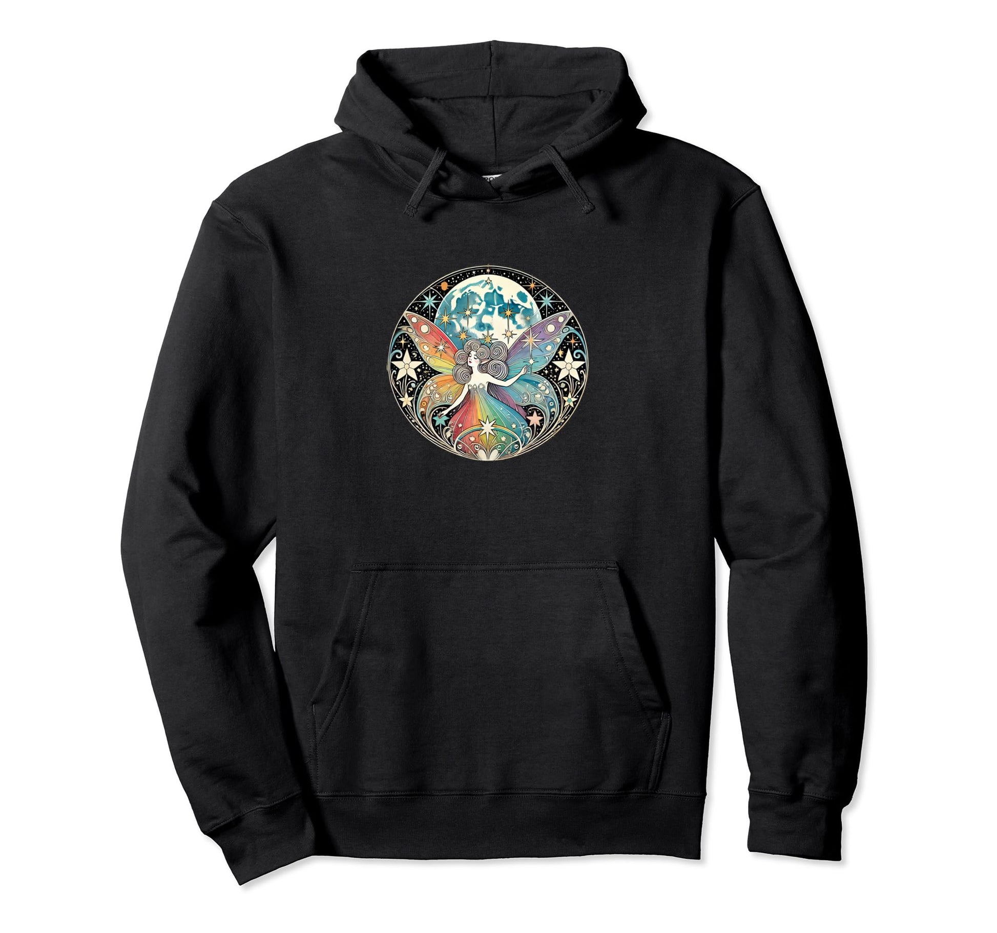 Celestial Rainbow Fairy Art Moon Child Hoodie - Custom Art Print Unisex - T-Shirt, Sweatshirt, Hoodie