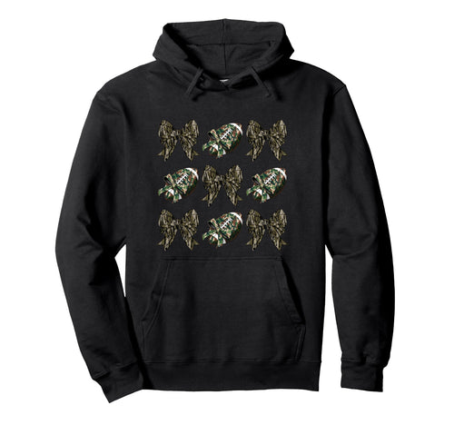 Camo Football Coquette Bow Football Hoodie - Aesthetic Graphic for Adults - T-Shirt, Sweatshirt, Hoodie