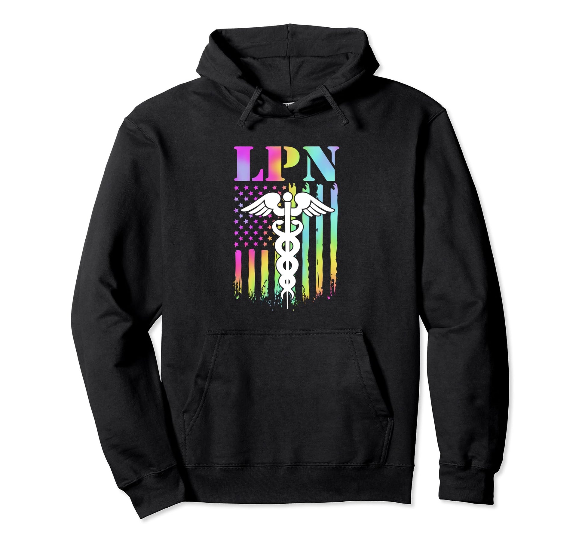 4Th July Us Flag Rainbow Lpn Nurse Hoodie - Graphic Print Men Women - T-Shirt, Sweatshirt, Hoodie