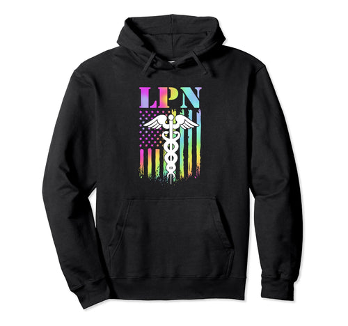 4Th July Us Flag Rainbow Lpn Nurse Hoodie - Graphic Print Men Women - T-Shirt, Sweatshirt, Hoodie