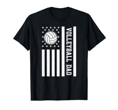 Volleyball Dad Usa American Flag T-Shirt - Minimalist Print Unisex - T-Shirt, Sweatshirt, Hoodie