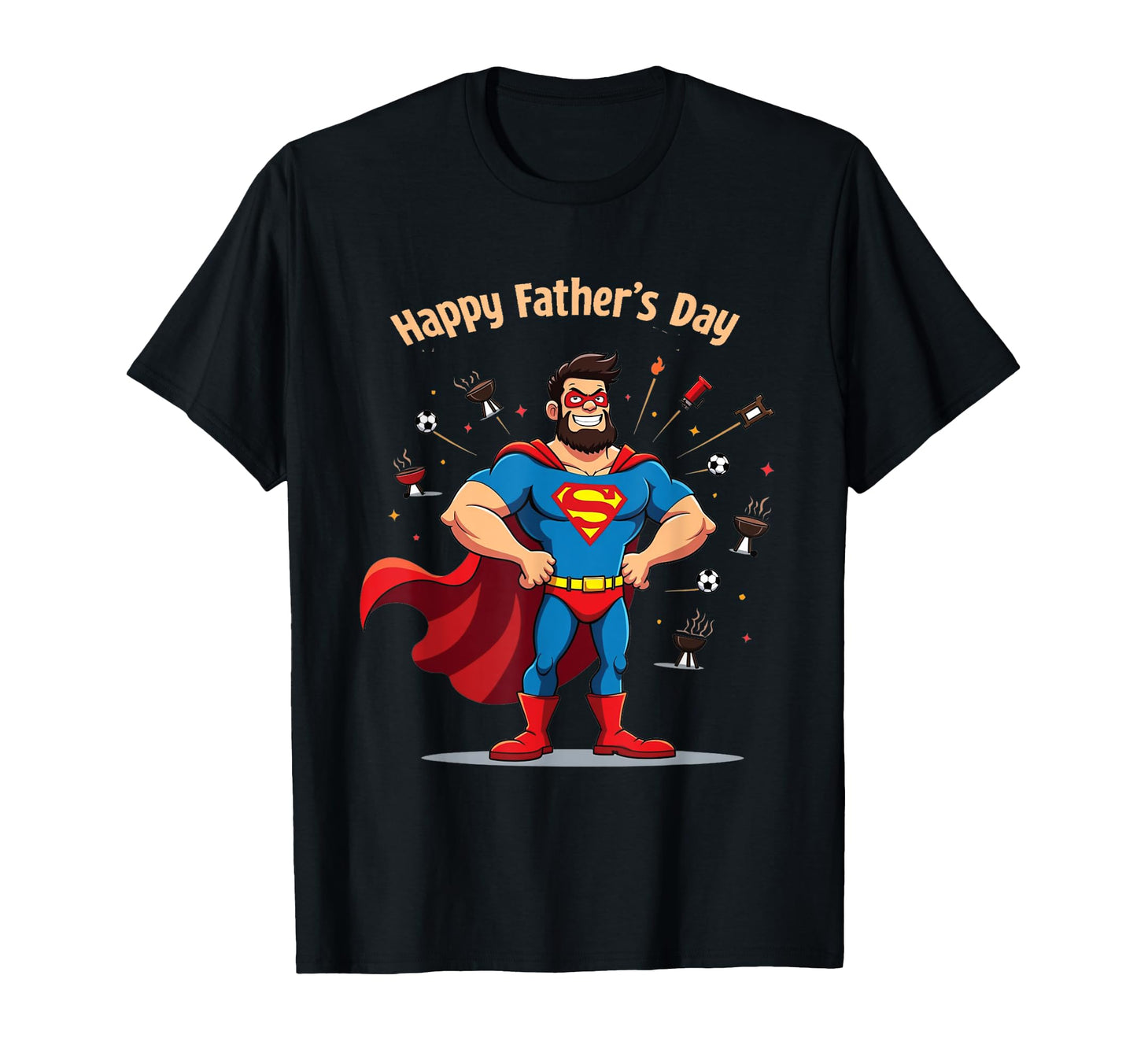 Happy Fathers Day Hero Dad Bbq Gamer T-Shirt - Unique Graphic Men Women - T-Shirt, Sweatshirt, Hoodie