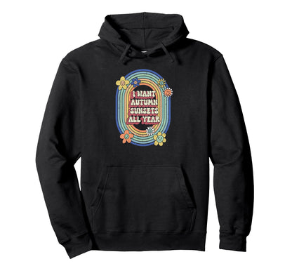 Autumn Sunsets Groovy Rainbow Inspiring Hoodie - Trendy Graphic for Adults - T-Shirt, Sweatshirt, Hoodie