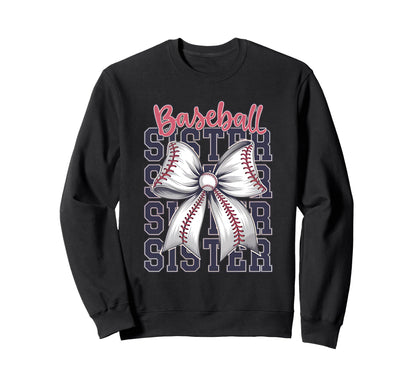 Baseball Sister Coquette Bow Sweatshirt - Unique Graphic Unisex - T-Shirt, Sweatshirt, Hoodie