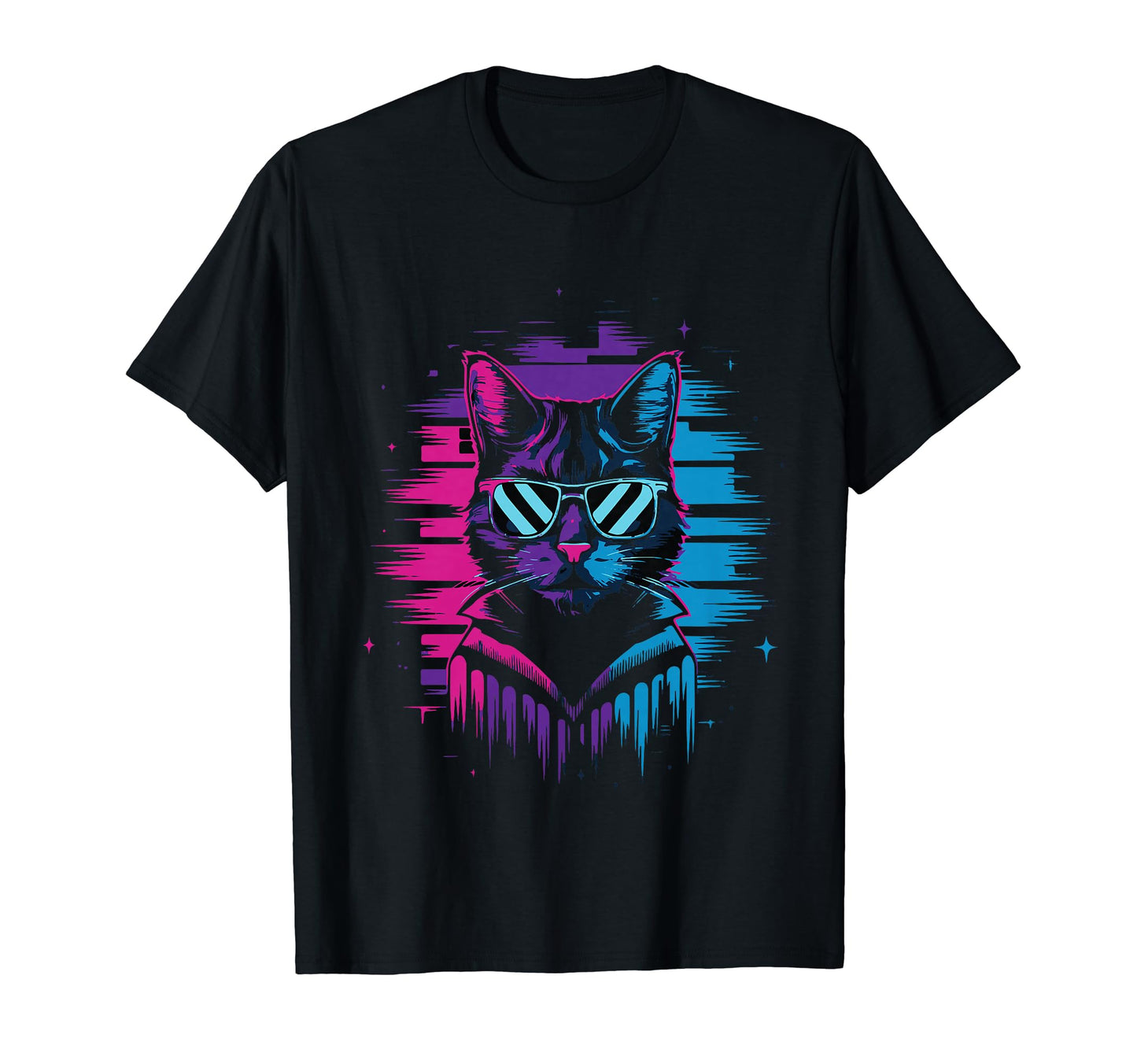 Vaporwave Cat Aesthetic Synthwave Cat T-Shirt - Graphic Print for Adults - T-Shirt, Sweatshirt, Hoodie
