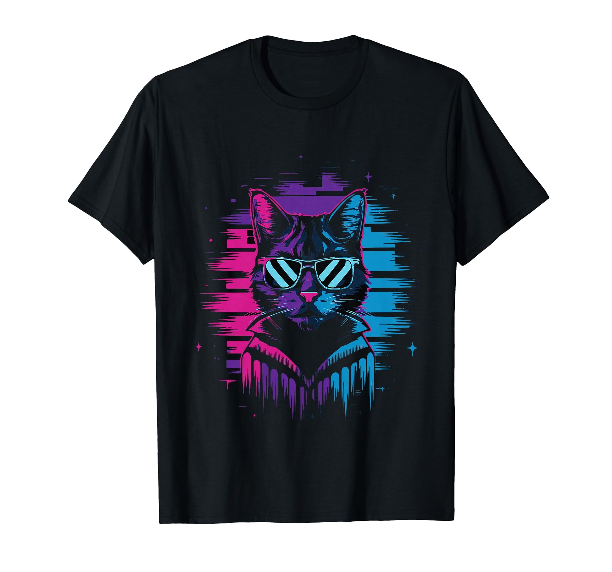 Vaporwave Cat Aesthetic Synthwave Cat T-Shirt - Graphic Print for Adults - T-Shirt, Sweatshirt, Hoodie