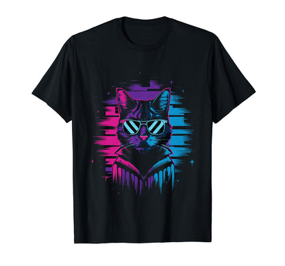Vaporwave Cat Aesthetic Synthwave Cat T-Shirt - Graphic Print for Adults - T-Shirt, Sweatshirt, Hoodie