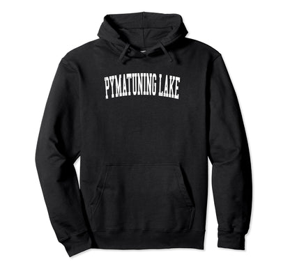Pymatuning Lake Distressed White Hoodie - Minimalist Print for Adults - T-Shirt, Sweatshirt, Hoodie