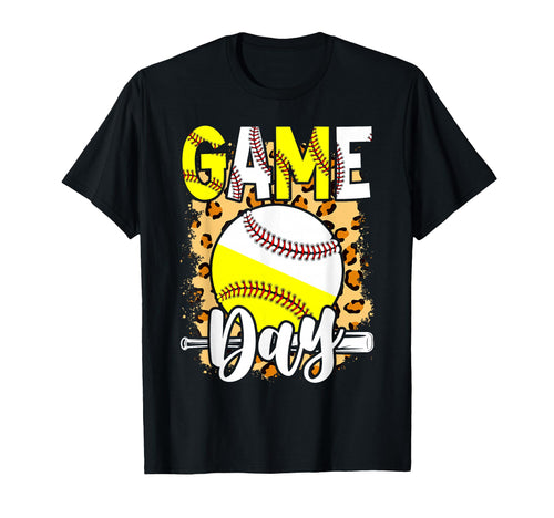 Game Day Leopard Baseball Softball Mom T-Shirt - Graphic Print for Adults - T-Shirt, Sweatshirt, Hoodie