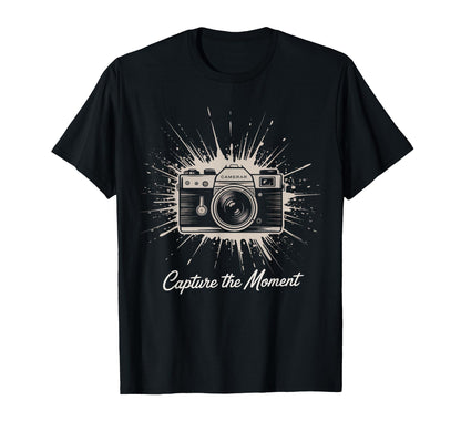 Capture Moment Camera Photography Art T-Shirt - Unique Graphic for Adults - T-Shirt, Sweatshirt, Hoodie