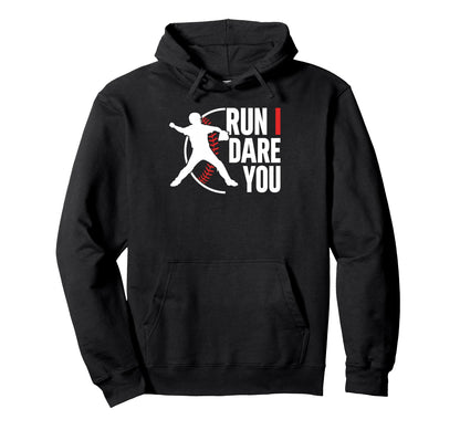 Run I Dare You Baseball Catcher Baseball Hoodie - Aesthetic Graphic Unisex - T-Shirt, Sweatshirt, Hoodie