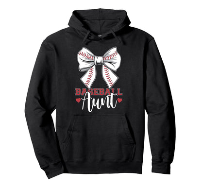Baseball Aunt Coquette Bow Sport Lover Hoodie - Novelty Apparel for Adults - T-Shirt, Sweatshirt, Hoodie
