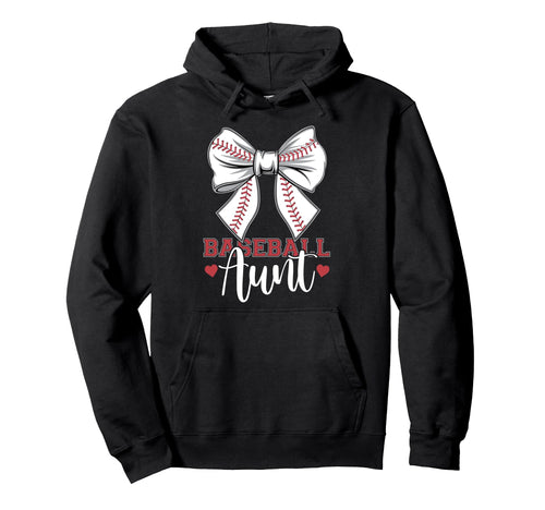Baseball Aunt Coquette Bow Sport Lover Hoodie - Novelty Apparel for Adults - T-Shirt, Sweatshirt, Hoodie