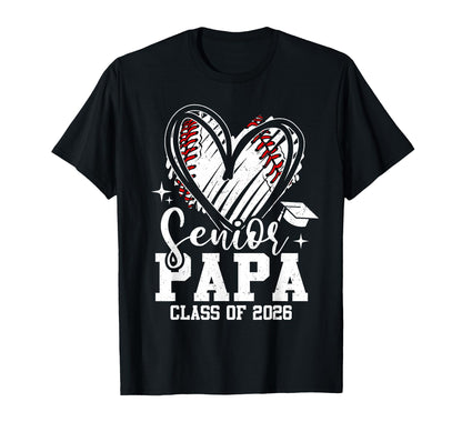 Senior Papa Class 2026 Baseball T-Shirt - Custom Art Print Men Women - T-Shirt, Sweatshirt, Hoodie