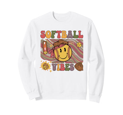 Softball Vibes Groovy Game Day Sweatshirt - Graphic Print for Adults - T-Shirt, Sweatshirt, Hoodie