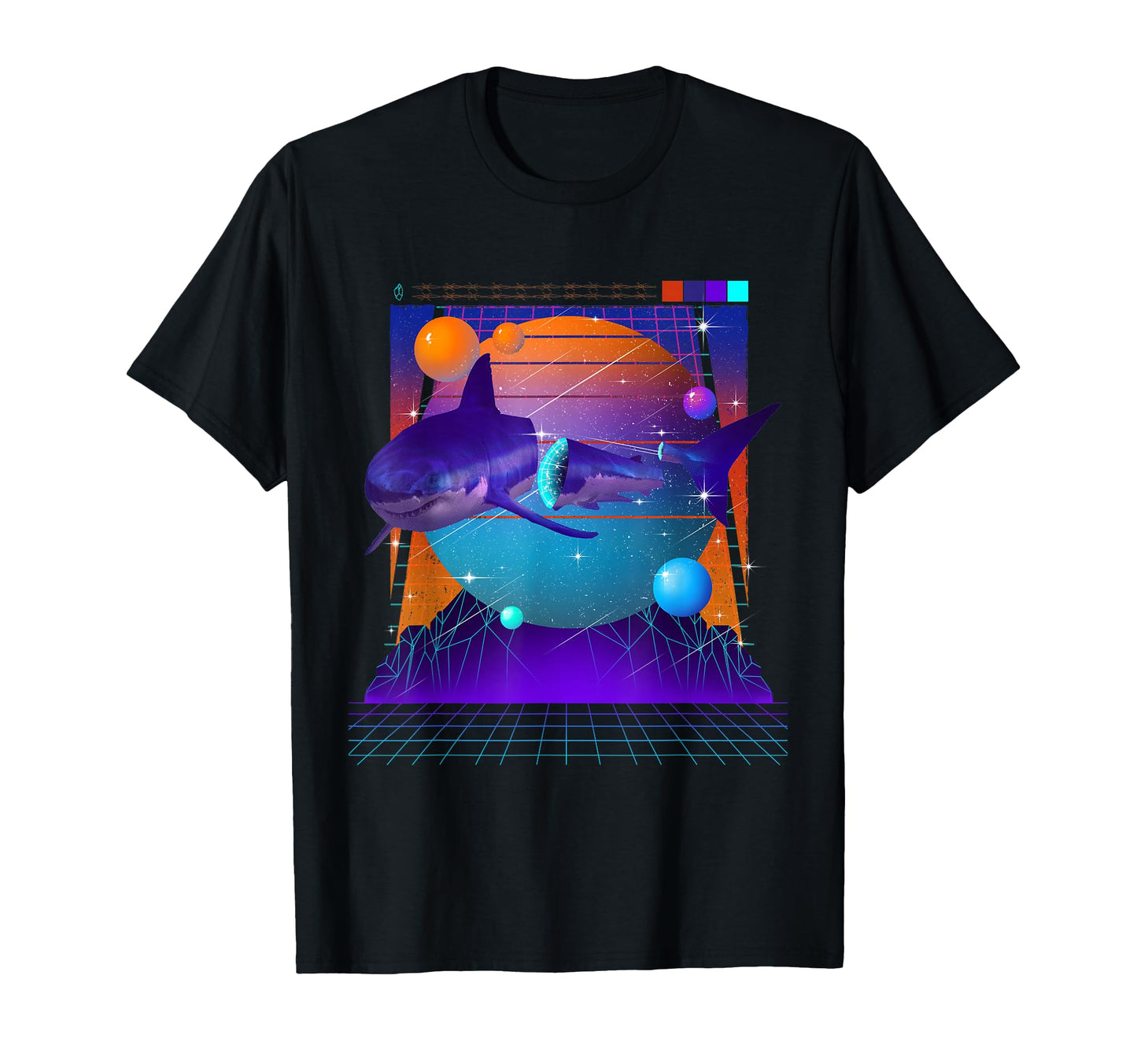 Vaporwave Shark Fish Retrowave T-Shirt - Custom Art Print for Adults - T-Shirt, Sweatshirt, Hoodie