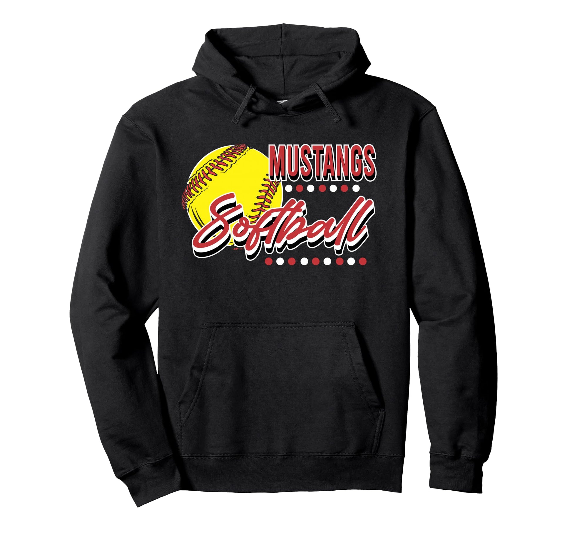 Mustangs Softball Mom Sports Game Hoodie - Fun Novelty Design Men Women - T-Shirt, Sweatshirt, Hoodie