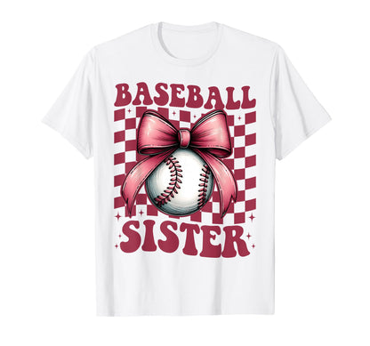 Baseball Sister Baseball Coquette Bow T-Shirt - Streetwear Style for Adults - T-Shirt, Sweatshirt, Hoodie