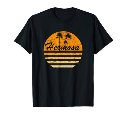 Hermosa Ca 70S Throwback Surf T-Shirt - Custom Art Print for Adults - T-Shirt, Sweatshirt, Hoodie