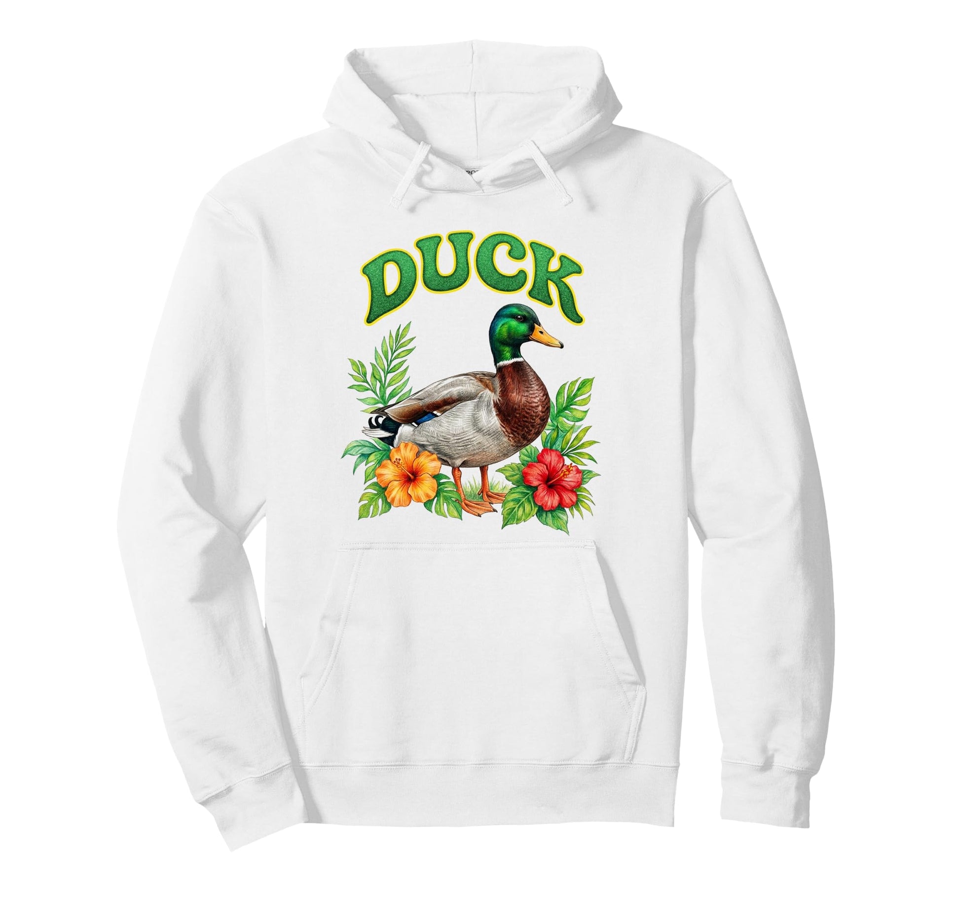 Duck Groovy Floral Duck Watercolor Boho Duck Hoodie - Unique Graphic Unisex - T-Shirt, Sweatshirt, Hoodie