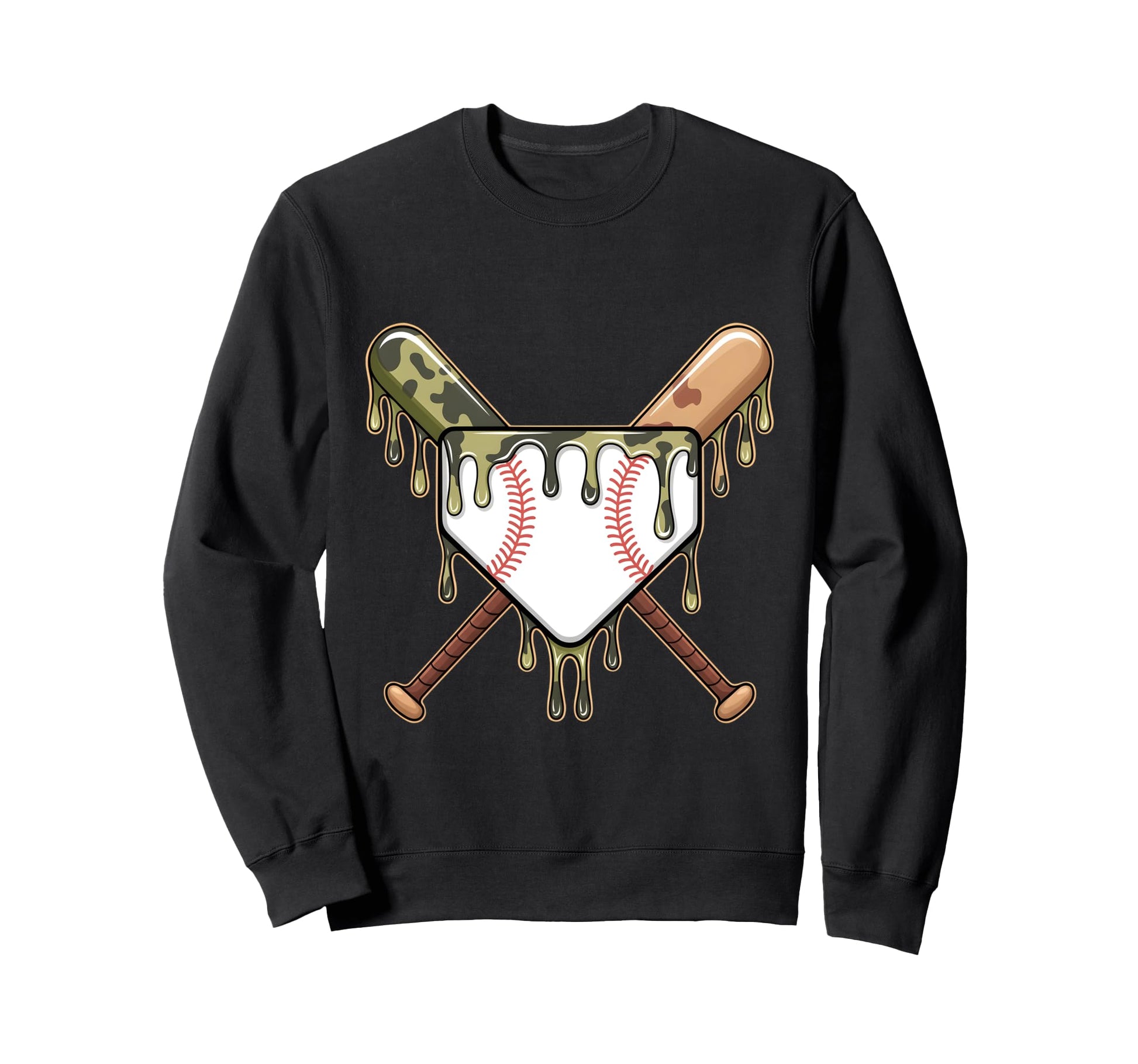 Baseball Camo Drip Home Plate Mom Sweatshirt - Aesthetic Graphic Unisex - T-Shirt, Sweatshirt, Hoodie