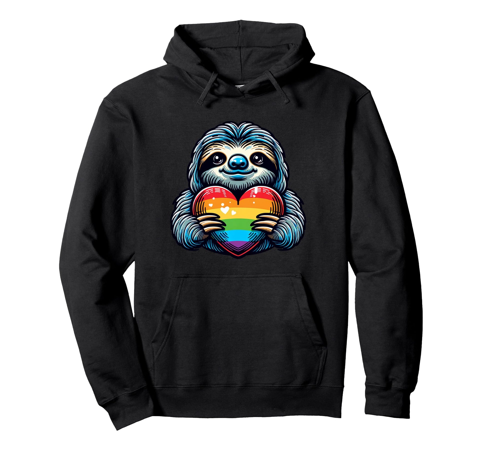 Sloth Rainbow Heart Lgbtq Gay Pride Hoodie - Novelty Apparel Men Women - T-Shirt, Sweatshirt, Hoodie