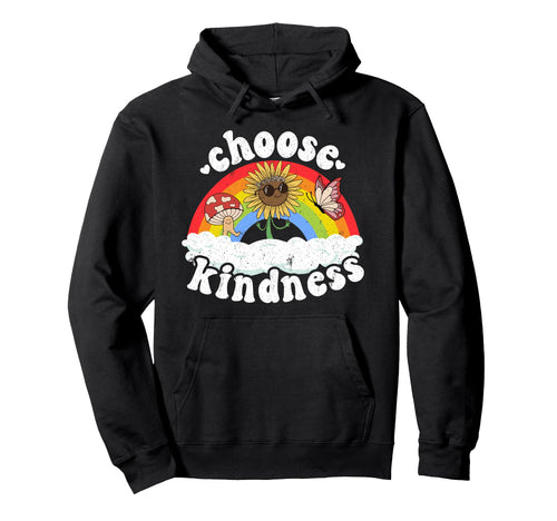 Positive Sunflower Rainbow Peace Butterfly Hoodie - Graphic Print Unisex - T-Shirt, Sweatshirt, Hoodie