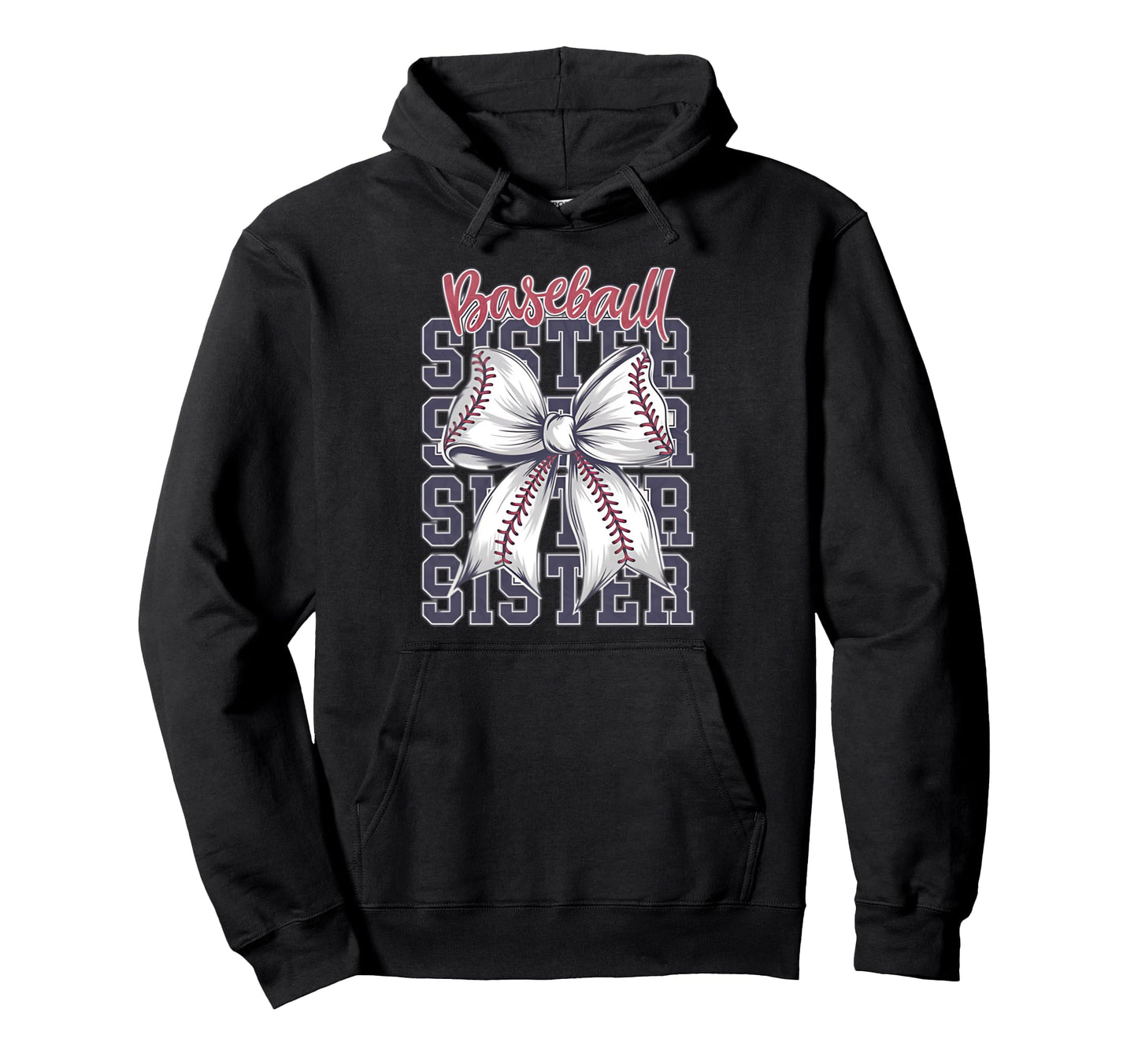 Baseball Sister Coquette Bow Hoodie - Aesthetic Graphic for Adults - T-Shirt, Sweatshirt, Hoodie