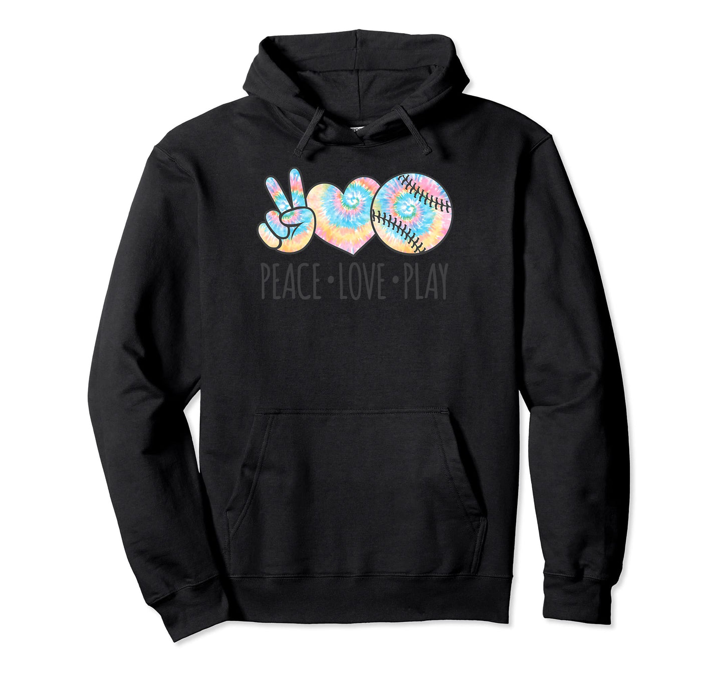 Tie Dye Softball Teen Peace Love Play Hoodie - Aesthetic Graphic Unisex - T-Shirt, Sweatshirt, Hoodie