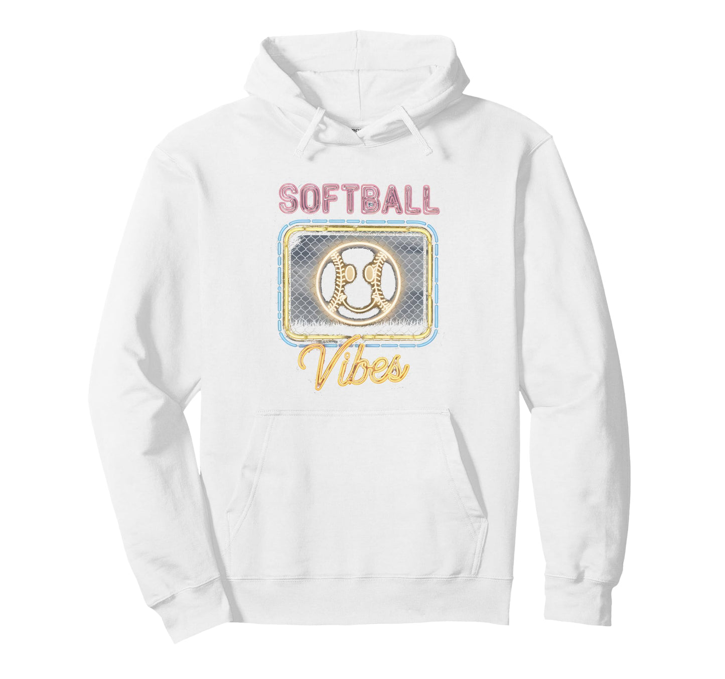 Softball Vibes Groovy Game Day Hoodie - Fun Novelty Design for Adults - T-Shirt, Sweatshirt, Hoodie