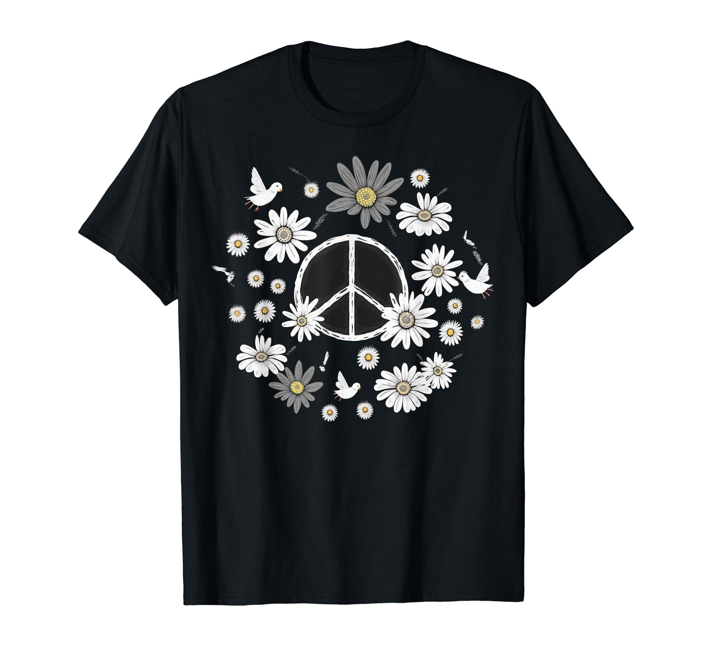 Peace Sign Love 60S 70S Daisy Flower T-Shirt - Unique Graphic for Adults - T-Shirt, Sweatshirt, Hoodie