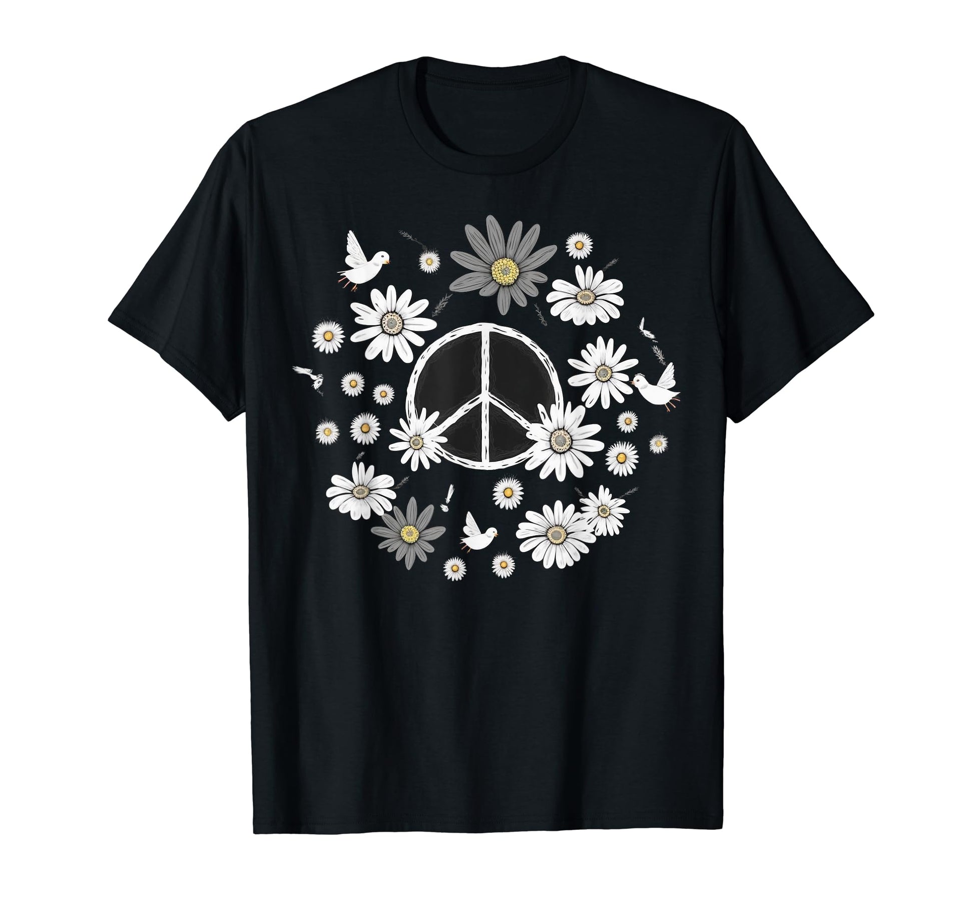 Peace Sign Love 60S 70S Daisy Flower T-Shirt - Unique Graphic for Adults - T-Shirt, Sweatshirt, Hoodie