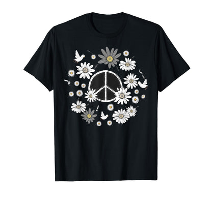 Peace Sign Love 60S 70S Daisy Flower T-Shirt - Unique Graphic for Adults - T-Shirt, Sweatshirt, Hoodie
