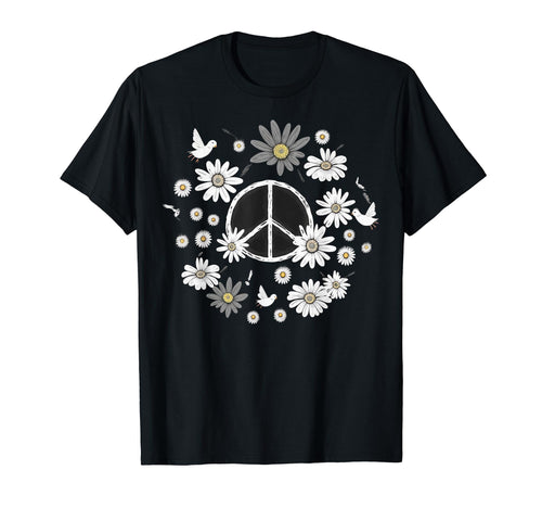 Peace Sign Love 60S 70S Daisy Flower T-Shirt - Unique Graphic for Adults - T-Shirt, Sweatshirt, Hoodie