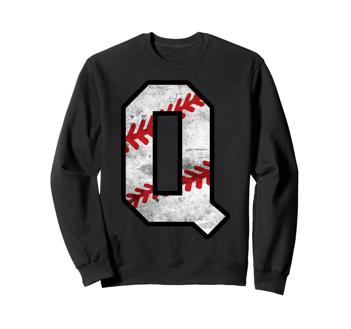 Distressed Baseball Letter Q Sweatshirt - Streetwear Style Unisex - T-Shirt, Sweatshirt, Hoodie