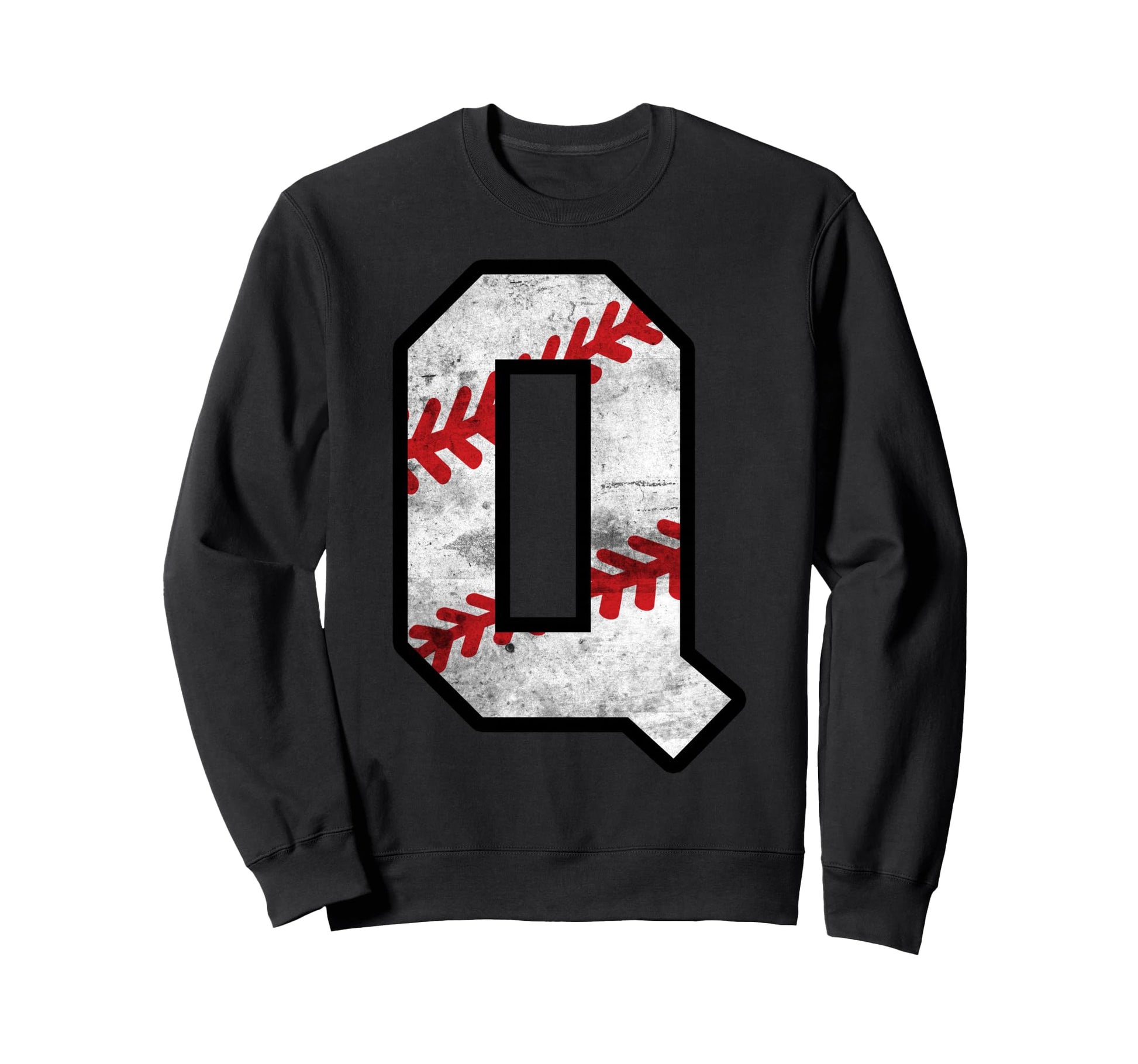 Distressed Baseball Letter Q Sweatshirt - Streetwear Style Unisex - T-Shirt, Sweatshirt, Hoodie